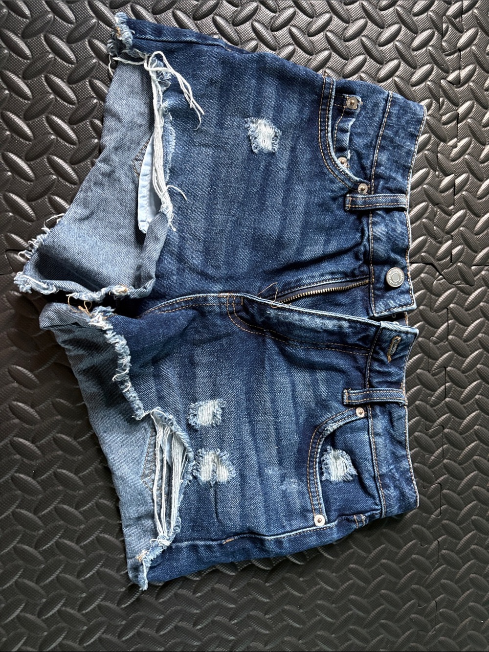 Aeropostale Distressed Dark Blue Denim Shorts